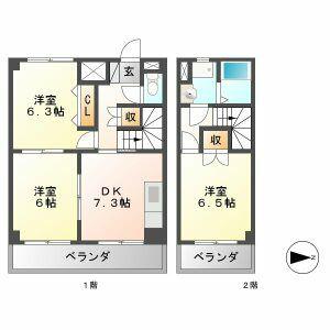 マウンティンVAN(3DK/4階)の間取り写真