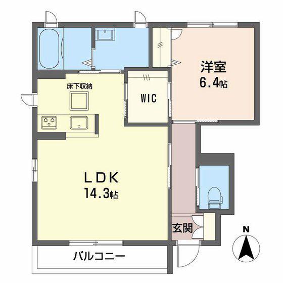 グランドコート A棟(1LDK/1階)の間取り写真