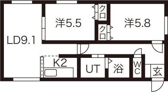イーストコート894(2LDK/1階)の間取り写真