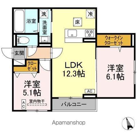 フォルテーヌ・イイクラI(2LDK/1階)の間取り写真