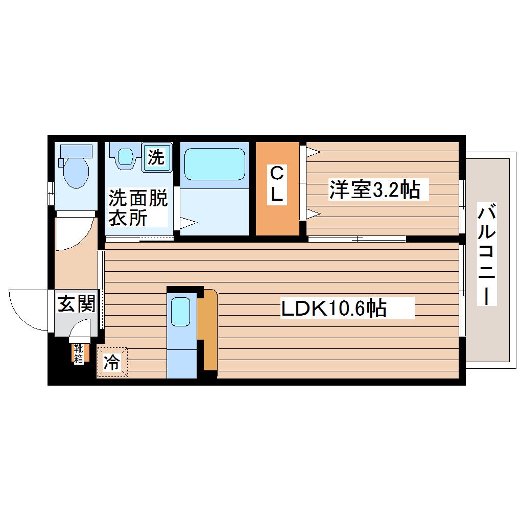 グラスハウス869(1LDK/1階)の間取り写真