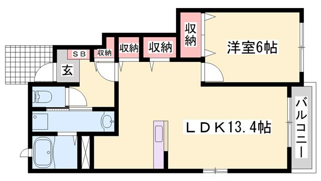 キャッスル・ミニヨン(1LDK/1階)の間取り写真