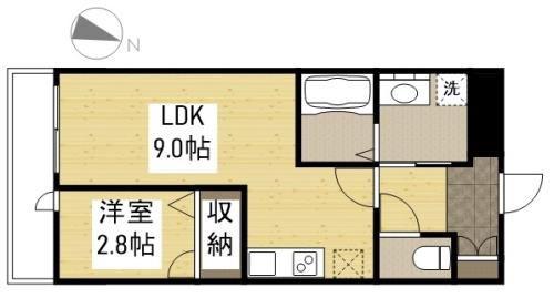 月光福山三吉町(1LDK/3階)の間取り写真