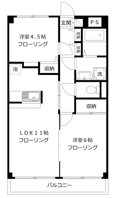 ラ・プリマヴェーラ(2LDK/3階)の間取り写真