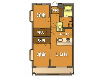 ヴィブレ大原(2LDK/3階)の間取り写真