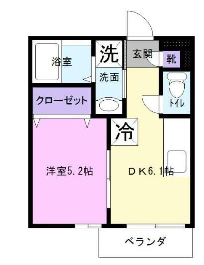 フォアリーフ(1DK/1階)の間取り写真