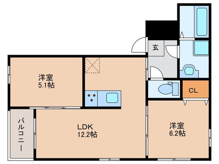 D-ROOM北斎(2LDK/2階)の間取り写真