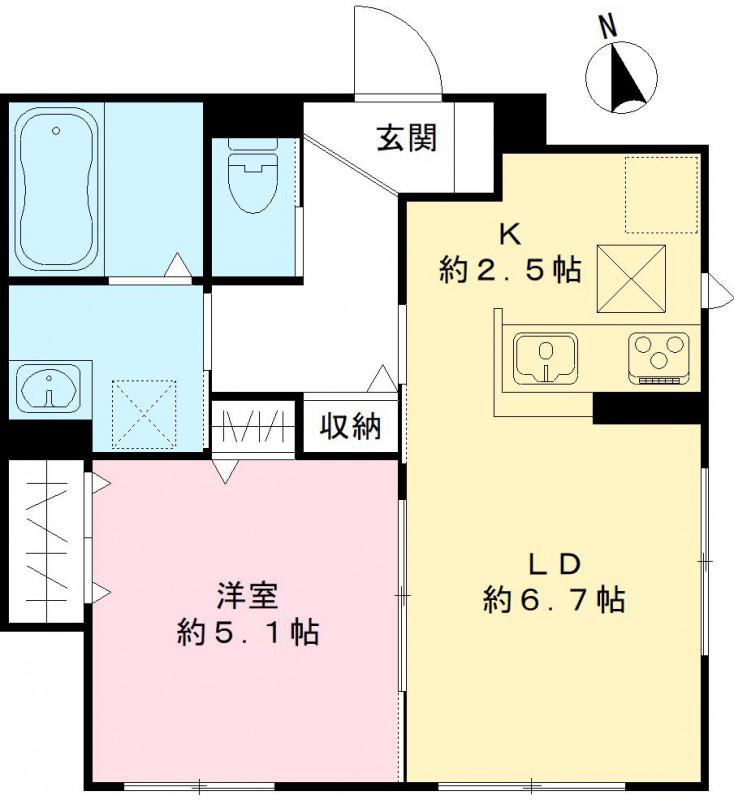 ソラーナ(1LDK/1階)の間取り写真