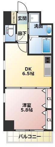 ビエラ江戸堀(1DK/11階)の間取り写真