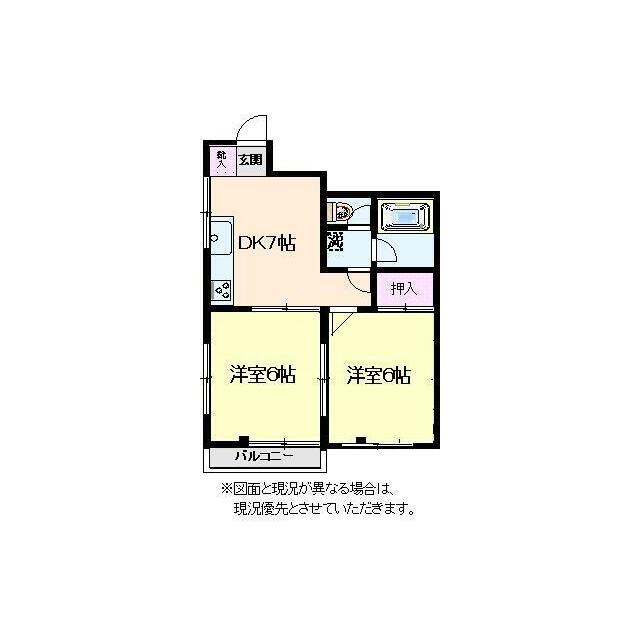 カーサ688(2DK/3階)の間取り写真