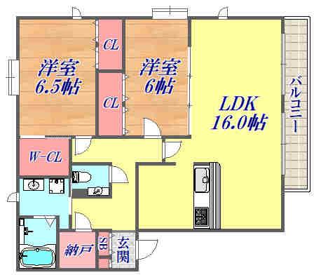 DAIKENN武庫之荘 オストF(2LDK/1階)の間取り写真