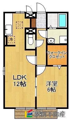 リビングタウン田代外町D(1LDK/3階)の間取り写真