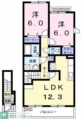 ラフレシールII(2LDK/2階)の間取り写真