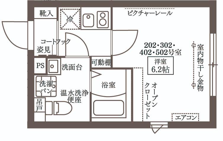 ココキューブ大森II(1K/2階)の間取り写真