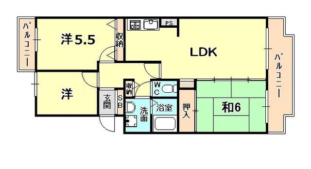 コンフォール広田(3LDK/4階)の間取り写真