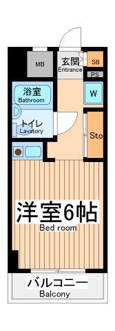 スカイコート鶴見第6(ワンルーム/2階)の間取り写真