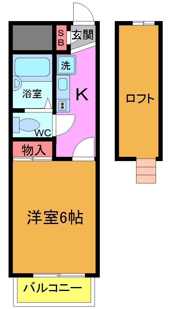 プロトンII(1K/1階)の間取り写真