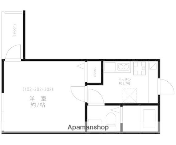 WHITE HOUSE 能見台(1K/1階)の間取り写真