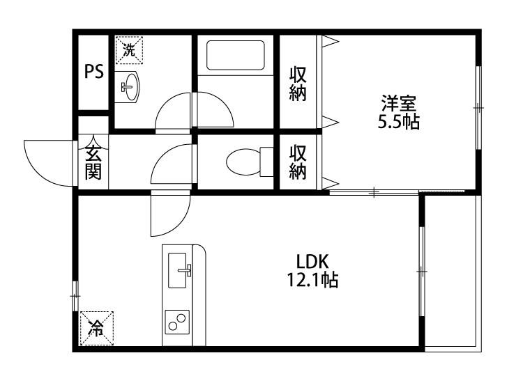 グランフィル紫竹山(1LDK/3階)の間取り写真