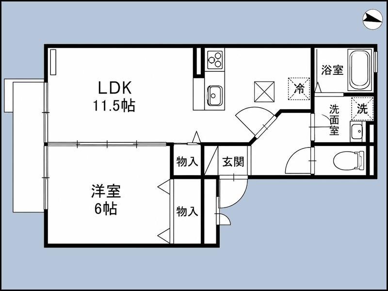 ハーベシアスA棟(1LDK/1階)の間取り写真