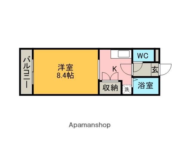 シャトー島間(1K/2階)の間取り写真