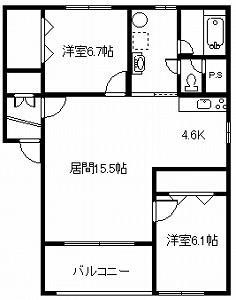 グランデXII・XIII(2LDK/1階)の間取り写真