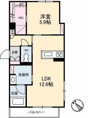 トゥモローランド(1LDK/2階)の間取り写真