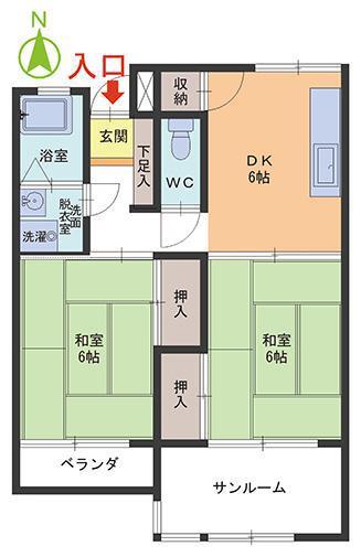 第二高木マンション(2DK/2階)の間取り写真