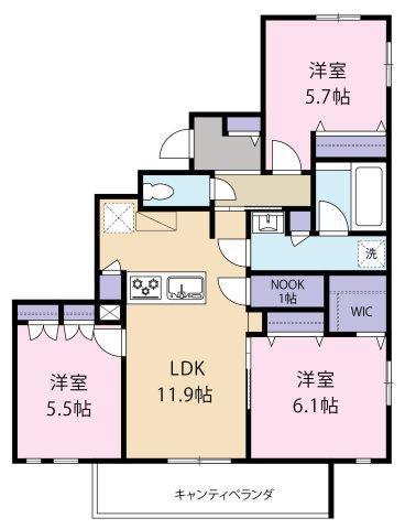 オカバ世田谷深沢ヘーベルメゾン(3LDK/4階)の間取り写真