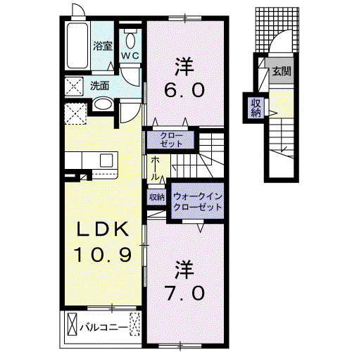 モンテ・レオーネ(2LDK/1階)の間取り写真