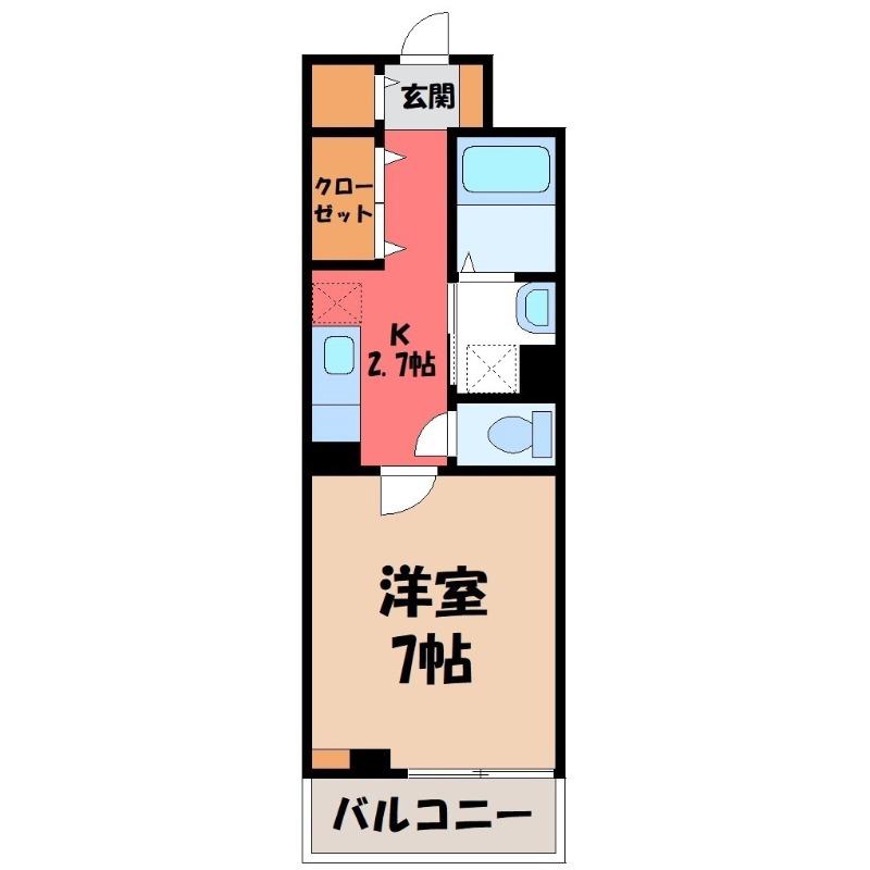 エクシードIII(1K/1階)の間取り写真