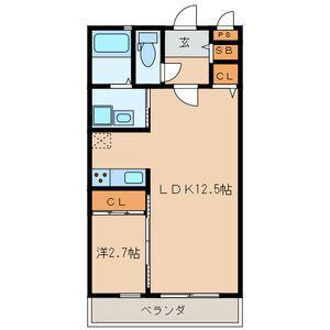エルミタージュヒルズI(1LDK/1階)の間取り写真