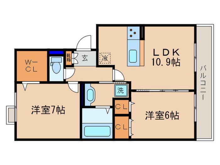 セレンディピティ矢倉(2LDK/3階)の間取り写真