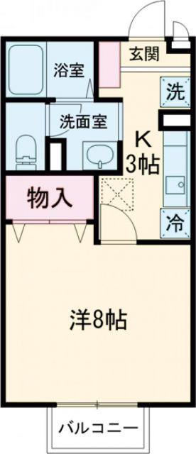 CREST(1K/2階)の間取り写真