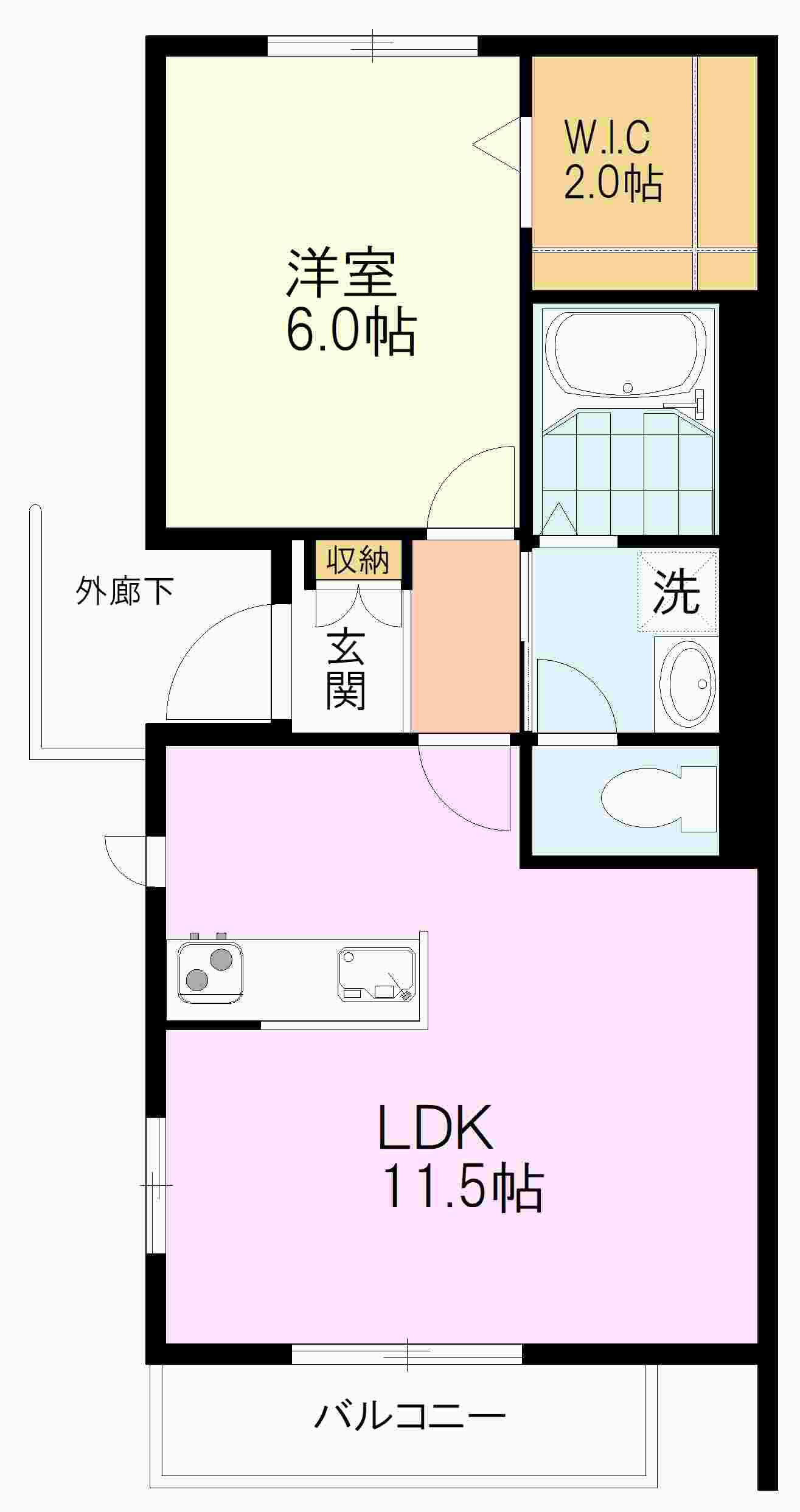 LA BELLEVIE(1LDK/2階)の間取り写真