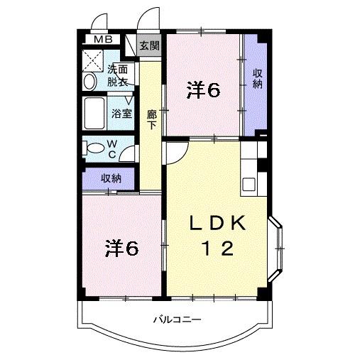 スリーズマンション(2LDK/2階)の間取り写真