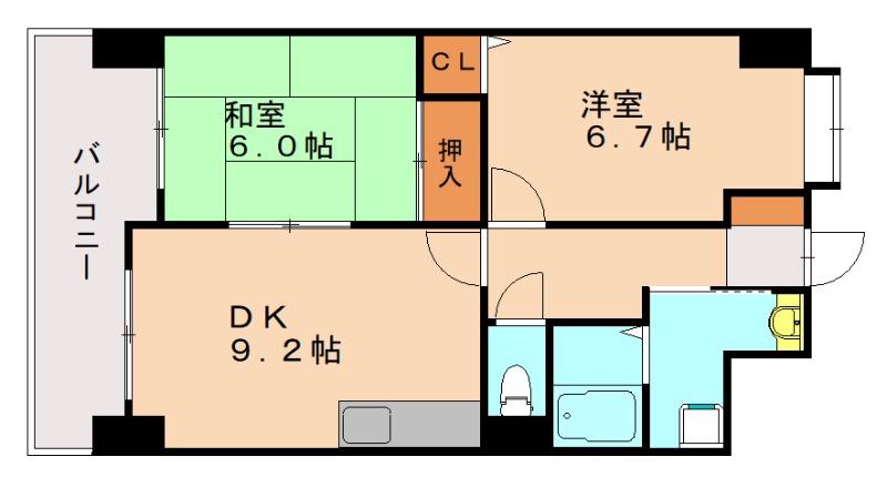 グランカーザ・エテシア(2DK/11階)の間取り写真
