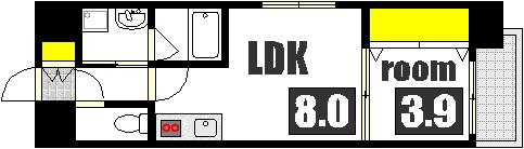 BONHEUR宇品海岸(1LDK/8階)の間取り写真