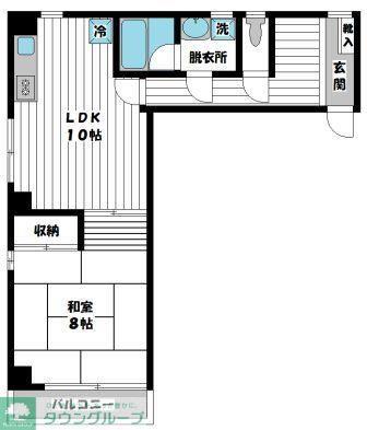 金子ビル(1LDK/2階)の間取り写真