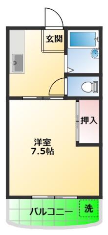 パレスカトレア(1DK/3階)の間取り写真