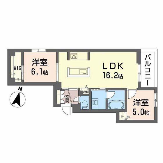 プライムフェルトII(2LDK/2階)の間取り写真