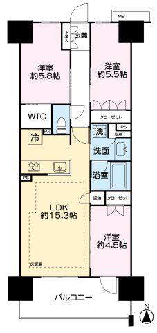 レーベン水戸 ONE STATE TOWER(3LDK/10階)の間取り写真