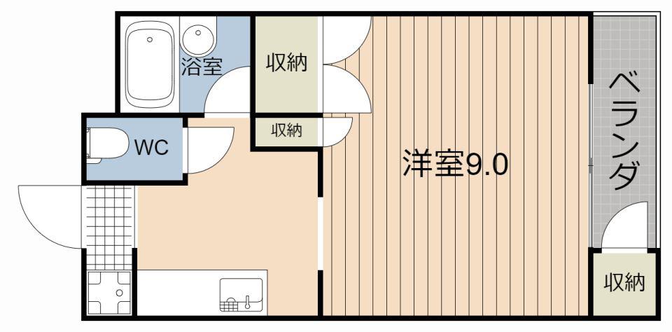 クリーンリブかすが(ワンルーム/1階)の間取り写真