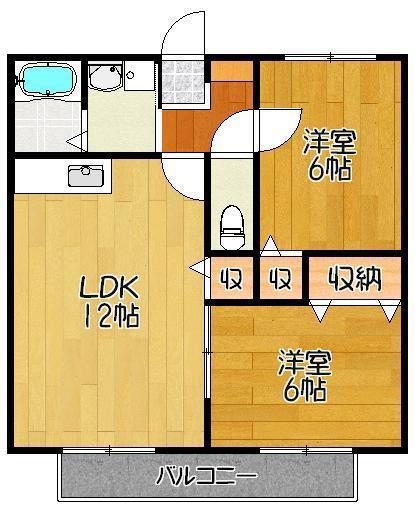 エヴァーグリーン神埼壱番館(2LDK/1階)の間取り写真