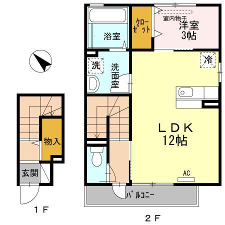 イル・パエーゼ(1LDK/2階)の間取り写真