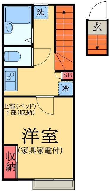 LPソレイユ(1K/2階)の間取り写真
