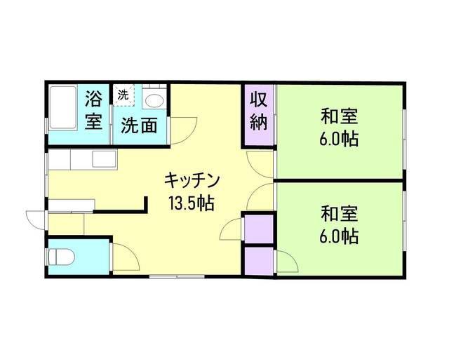 あすなろ荘(2LDK/1階)の間取り写真