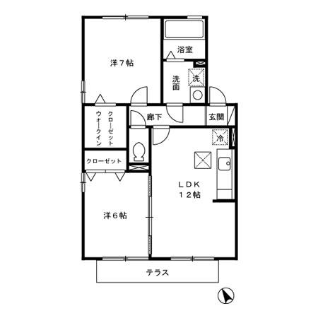 リビングタウン新宮 C棟(2LDK/1階)の間取り写真