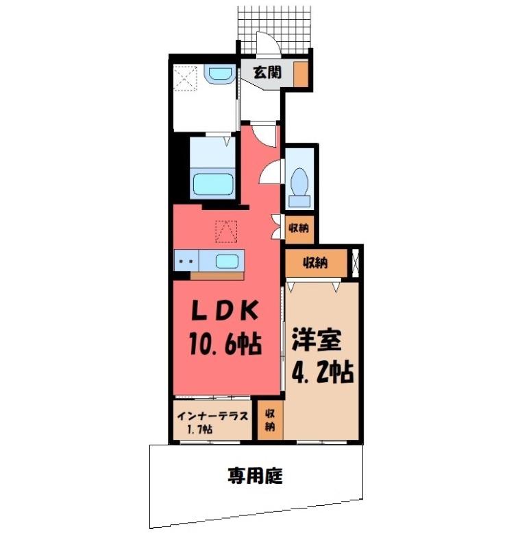 ソラーレ(1LDK/1階)の間取り写真