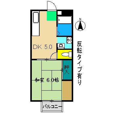 ディライト弥生(1K/2階)の間取り写真